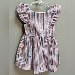 Cat & Jack Toddler Girls Red, White, & Blue Stars & Stripes Seersucker Dress